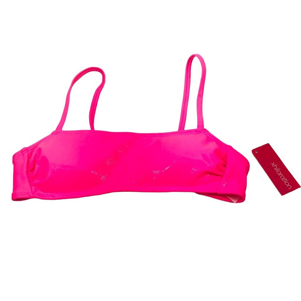 Xhilaration Women's Size Small 0-2 Shiny Bikini Swim Top Shiny Bright Pink New
